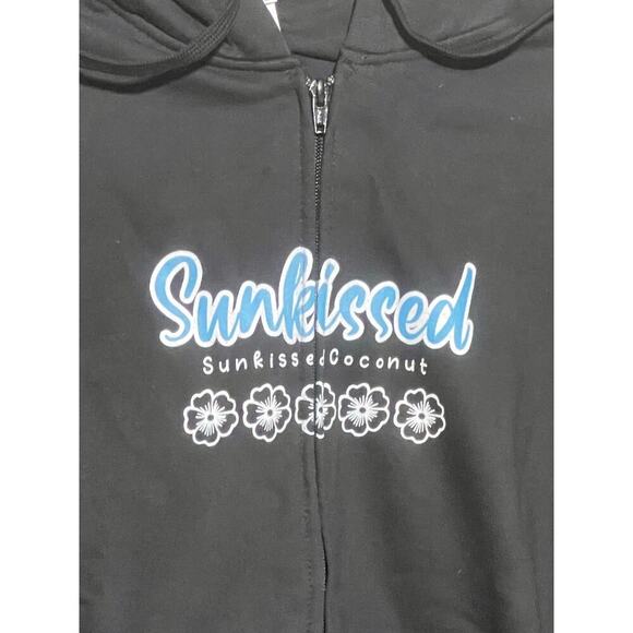 New Sunkissed Zip Hoodie Black Size S ‎ Cotton Soft Casual Travel - Picture 3 of 6